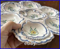 French Antique Pourquier-Beau Quimper Oyster Plate Handpainted