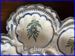 French Antique Pourquier-Beau Quimper Oyster Plate Handpainted