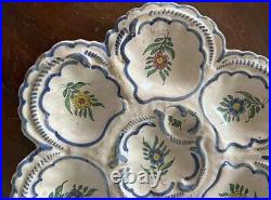 French Antique Pourquier-Beau Quimper Oyster Plate Handpainted