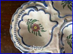 French Antique Pourquier-Beau Quimper Oyster Plate Handpainted