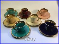 French Art Deco Faience Capucino Set of Seven Different Colors c. 1930s