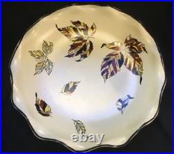 French Art Faience Autumn/Automn Centerpiece Gold & Silver Tips Longwy c. 1940s