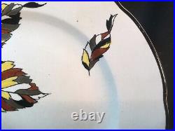 French Art Faience Autumn/Automn Wall Art Plate Silver & Gold by Longwy c. 1940s