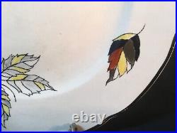 French Art Faience Autumn/Automn Wall Art Plate Silver & Gold by Longwy c. 1940s