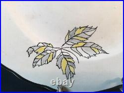 French Art Faience Autumn/Automn Wall Art Plate Silver & Gold by Longwy c. 1940s