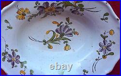 French Barber Shaving Bowl Desvres Hand Painted Faience Eraly 20th C