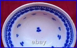 French Barber Shaving Bowl Nevers Blue White Hand Painted Faience 18th C