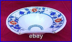 French Barber Shaving Bowl Nevers Hand Painted Faience 18th C D