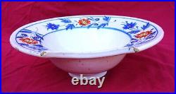 French Barber Shaving Bowl Nevers Hand Painted Faience 18th C D