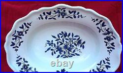 French Barber Shaving Bowl Rouen Blue White Hand Painted Faience Late 18th C