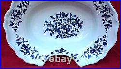 French Barber Shaving Bowl Rouen Blue White Hand Painted Faience Late 18th C
