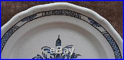 French Blue and White Culinary Hand Painted Faience Rouen Manganese Glazed 19 C