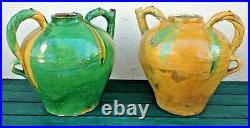 French Confit Antique Faience Pottery Teapot Jaspe Glaze Apt Uzes Pichon