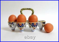 French Desvres Faience Egg Server Hand Painted