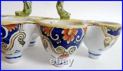 French Desvres Faience Egg Server Hand Painted