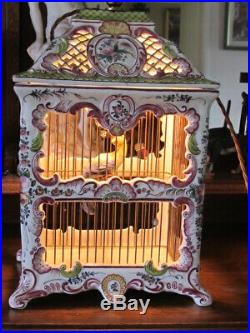 French Faience Birdcage Lamp Ceramic Handpainted Earl of Shrewsbury Provenance