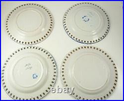 French Faience Blue & White Dessert Set By Emile Galle, 2 Compotes & 8 Plates