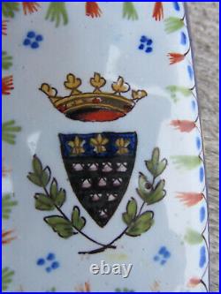 French Faience Book Hand Warmer, Mont St Michel Crest, Antique As Seen, C1900