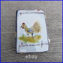 French Faience Book Hand Warmer, Mont St Michel Crest, Antique As Seen, C1900