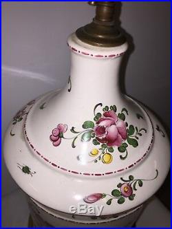 French Faience Bottle Shaped Vase Mounted As Lamp, Circa 1900