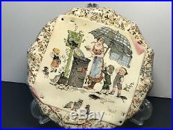 French Faience Character Story Lidded Box with Children Cats Sarreguemines