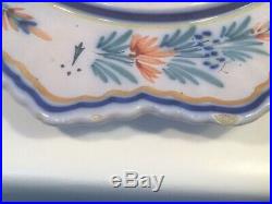 French Faience Covered Cheese Butter Dish Antique Quimper Covered Dish