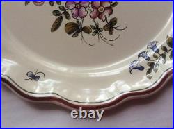 French Faience Floral Plate Antique French Hand Painted Strasbourg Cabinet Plate