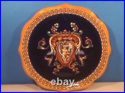 French Faience Gien Renaissance Cobalt Blue Plate c. 1938