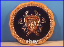 French Faience Gien Renaissance Cobalt Blue Plate c. 1938