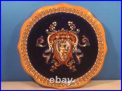 French Faience Gien Renaissance Cobalt Blue Plate c. 1938