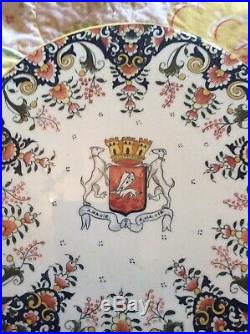 French Faience Handpainted Armorial Wall Charger Plate Rouan Vannes 14 Cheese