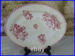 French Faience Onnaing Large Dish with Cherub/Angel Motifs entitled AMOURS Pink