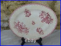 French Faience Onnaing Large Dish with Cherub/Angel Motifs entitled AMOURS Pink