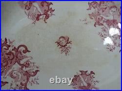 French Faience Onnaing Large Dish with Cherub/Angel Motifs entitled AMOURS Pink