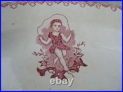 French Faience Onnaing Large Dish with Cherub/Angel Motifs entitled AMOURS Pink