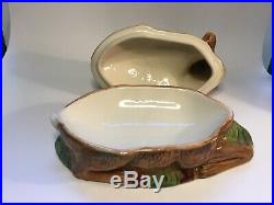 French Faience Pate Tureen by Caugant Resting Deer c. 1930s
