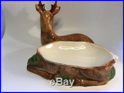 French Faience Pate Tureen by Caugant Resting Deer c. 1930s