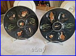 French Faience Plate Henriot Quimper 6 Oyster Plates Trevoux Collection