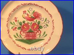 French Faience Rooster Plate c1965 St. Clement Hand Painted