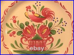 French Faience Rooster Plate c1965 St. Clement Hand Painted