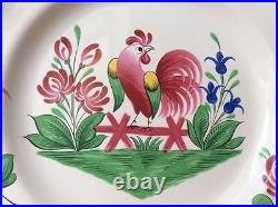 French Faience Saint Clement Rooster and Flowers Plate c. 1961