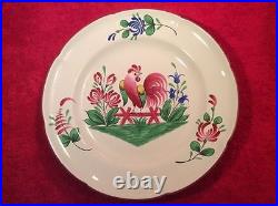 French Faience Saint Clement Rooster and Flowers Plate c. 1961