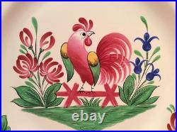 French Faience Saint Clement Rooster and Flowers Plate c. 1961