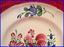 French Faience Saint Clement Rooster and Flowers Plate c. 1961