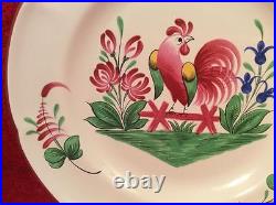 French Faience Saint Clement Rooster and Flowers Plate c. 1961