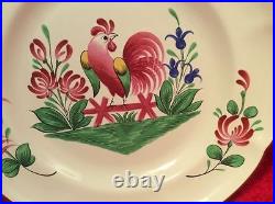 French Faience Saint Clement Rooster and Flowers Plate c. 1961