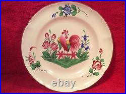 French Faience Saint Clement Rooster and Flowers Plate c. 1961