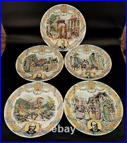 French Faience Sarreguemines Composer Music Plates Set of 5 1880 Antique s-2I