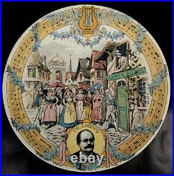 French Faience Sarreguemines Composer Music Plates Set of 5 1880 Antique s-2I