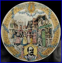 French Faience Sarreguemines Composer Music Plates Set of 5 1880 Antique s-2I